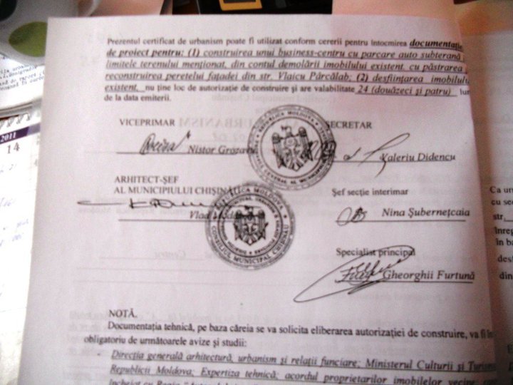 Documentul care atesta desființarea clădirii din str. Pârcălab și care a condus la mai multe proteste pentru apărarea patromoniului construit